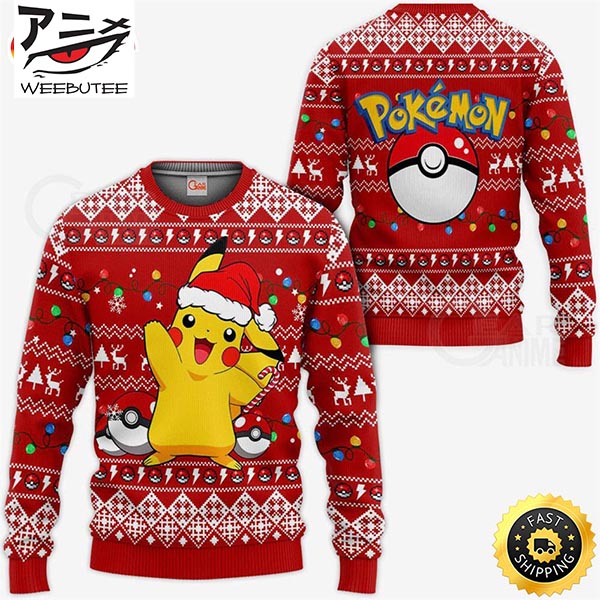 Cute Pikachu Pokemon Snowflake Pattern Anime Cute Best For 2023 Holiday Christmas Ugly Sweater