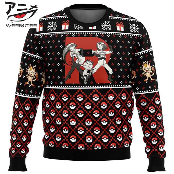 Team Rocket Ugly Pokemon Pattern Anime Best For 2023 Holiday Christmas Ugly Sweater